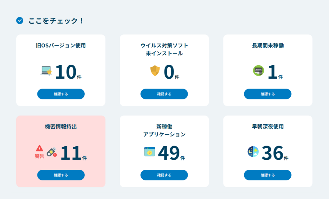 端末に潜むリスクを可視化して、対応漏れを減らしたい